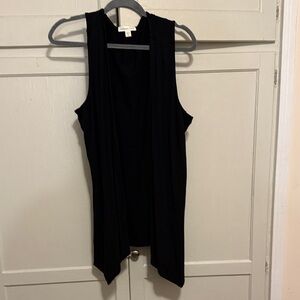 Long open front black jersey vest